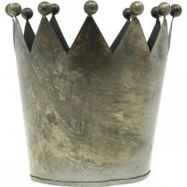 Product Deco crown antique look gray metal table decoration Ø15cm H15cm