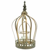 Decorative crown tealight holder gold Ø19cm H29cm