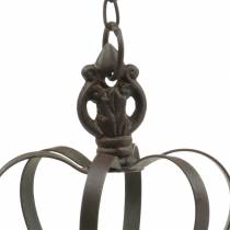Product Metal crown to hang with hook rusty brown Ø11cm H17cm
