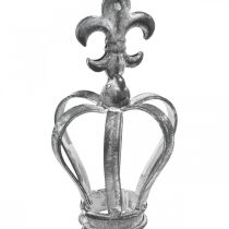 Decorative plug crown made of metal grey, washed white Ø6.5cm H12cm