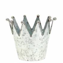Decorative pot crown metal silver Ø13.5cm H11.5cm 2pcs
