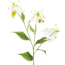 Product Artificial Gloriosa flower, white and yellow, elegant flowering branch for decoration, 80cm, 3 pieces