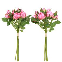 Product Artificial Roses in a Bunch Artificial Flowers Pink 36cm 12pcs