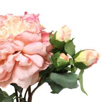 Artificial roses flower and buds artificial flower pink 57cm