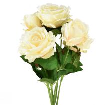 Artificial Roses Artificial Flower Bouquet Roses Cream Yellow Pick 54cm
