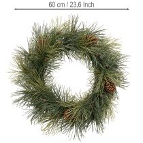 Product Artificial pine branch wreath with cones 60 cm