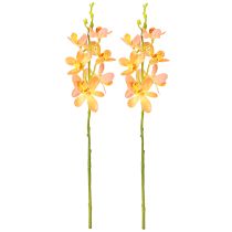 Product Artificial Orchid Branch 8 Flowers Orange L38cm 2pcs