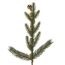Product Artificial fir branch with gold-colored mini Christmas tree baubles, 46cm, 2 pieces