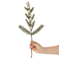 Product Artificial fir branch with white mini Christmas tree baubles, 46cm, 2 pieces