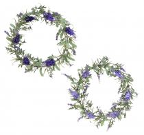 Artificial flower wreath lavender Mediterranean lavender wreath Ø35cm 2pcs