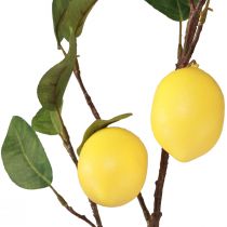 Product Artificial lemon branch decorative branch with 3 lemons yellow 65cm