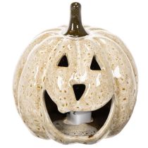 Product Ceramic pumpkin decoration with LED and grinning face, 13cm