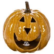 Product Ceramic pumpkin with face, LED decoration, Halloween, 19cm