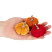 Product Decorative pumpkin set made of velvet in three colors, mini pumpkins 5cm, 12 pieces