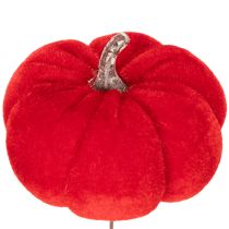Product Decorative pumpkin on wire, autumn decoration, velvet, three-color set, 8cm, 9 pieces