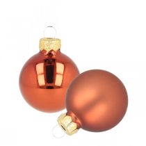 Mini Christmas balls glass rust red matt/glossy Ø2cm 44 pieces
