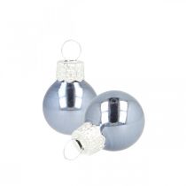 Mini Christmas balls glass blue matt/glossy Ø2cm 45p