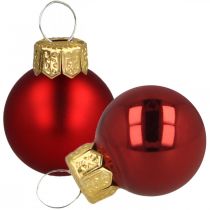 Mini Christmas balls glass red matt/glossy Ø2cm 44 pieces