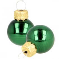 Mini Christmas balls glass green matt/glossy Ø2cm 45p
