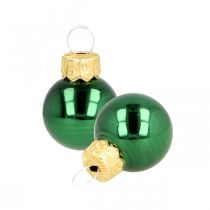 Mini Christmas balls glass green matt/glossy Ø2cm 44p