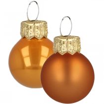 Mini Christmas balls glass orange matt/glossy Ø2cm 45p