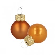 Mini Christmas balls glass orange matt/glossy Ø2cm 44p