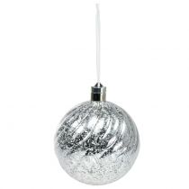 Ball plastic silver 15cm with 10 LED and batteries