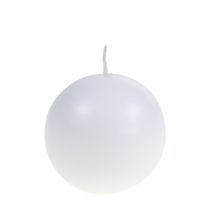 Product Set of 6 white 80mm ball candles - decorative wax candles for celebrations and a cozy atmosphere