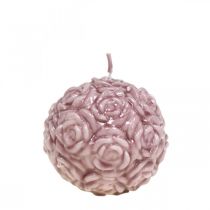 Ball candle roses Round candle pink candle decoration Ø7cm