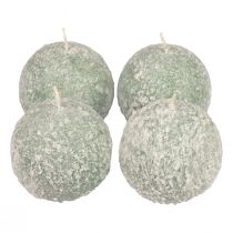 Product Ball candles 8 cm round candles green snowball glitter 4 pieces