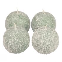 Product Set of 4 Green Ball Candles 8cm Glitter Snowball Christmas Decoration Advent Candles
