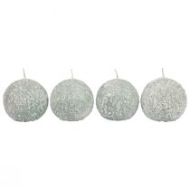 Product Set of 4 Green Ball Candles 8cm Glitter Snowball Christmas Decoration Advent Candles