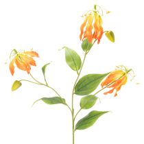 Product Artificial Gloriosa orange flower with long stems for vases 80cm 3pcs