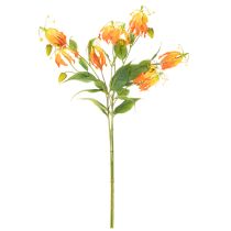 Product Artificial Gloriosa orange flower with long stems for vases 80cm 3pcs