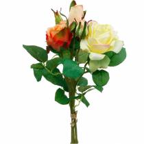 Artificial flowers, bouquet of roses, table decorations, silk flowers, artificial roses yellow-orange