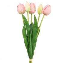 Artificial flowers tulip pink, spring flower 48cm bundle of 5