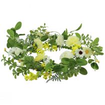 Product Artificial flower wreath artificial white yellow cream Ø40cm