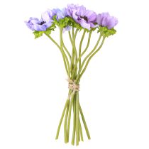 Product Artificial Flower Bouquet Anemone Windflower Blue Purple L28cm