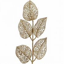 Product Artificial plants, branch decoration, deco leaf golden glitter L36cm 10p