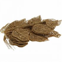 Product Artificial Plants, Branch Decoration, Decorative Leaf Golden Glitter L36cm 10 Pcs