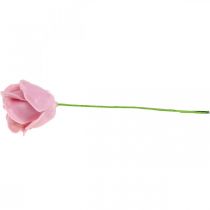 Product Artificial roses pink wax roses decorative roses wax Ø6cm 18 pcs