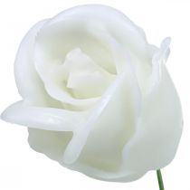 Artificial roses white wax roses deco roses wax Ø6cm 18 pieces