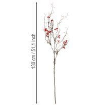 Product Artificial branch long snowy branch with berries red 130cm