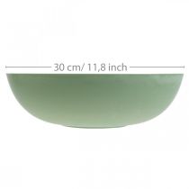 Product Round planter, flower decoration, plastic bowl, container for arrangements, green, mottled white, H8.5cm, Ø30cm