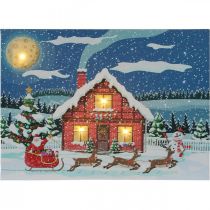 LED picture Christmas Santa Claus with snowman LED mural 38x28cm