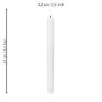 Product LED candles white taper candles wax warm white 24.5cm 2 pieces