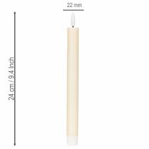 Product LED taper candle in white with warm white light, 24cm, with timer, 2 pieces