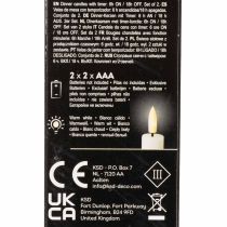 Product LED taper candle in white with warm white light, 24cm, with timer, 2 pieces