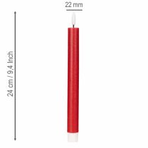 Product LED taper candle, red with warm white light, 24cm, 2 pieces