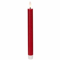 Product LED taper candle, red with warm white light, 24cm, 2 pieces